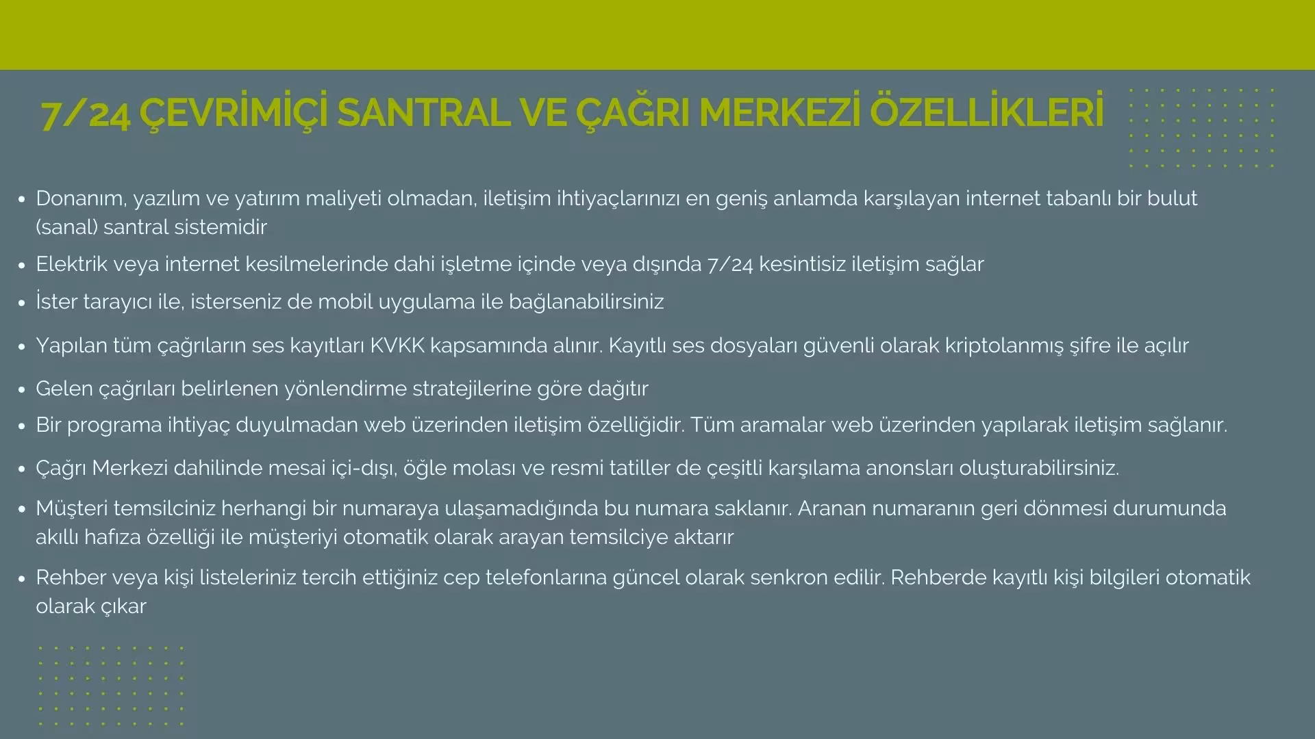 Sanal Santral Özellik